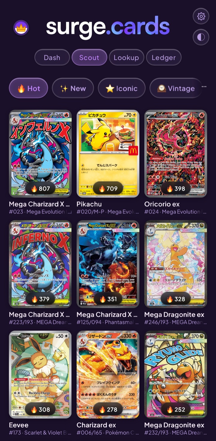 Scout — trending cards grid